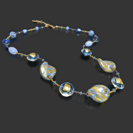 Gold-Filled Necklace with Murano Beads And Apatite Gold-Filled Gold