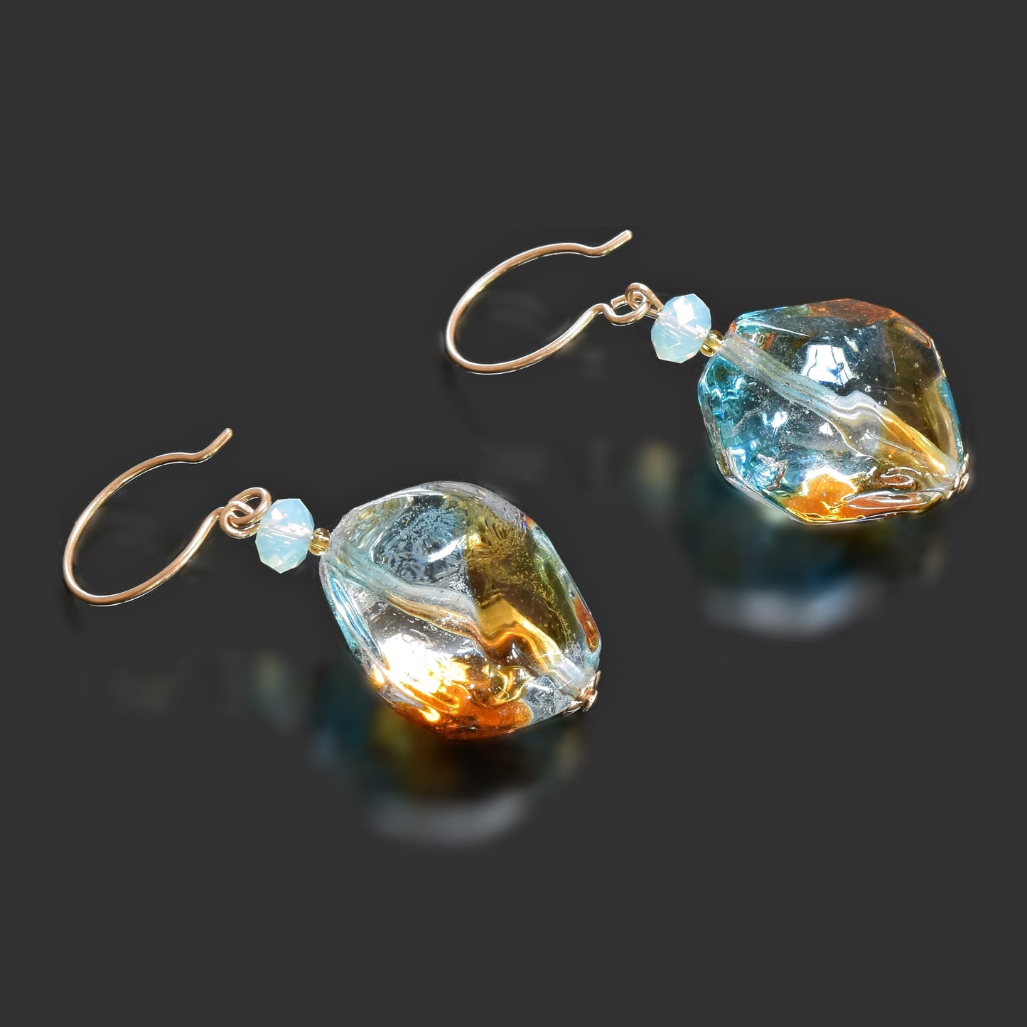 Multi-Color Italian Murano Glass Nugget Earrings with Gold-Filled Ear-Wires Gold Filled 
