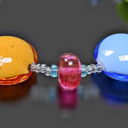 Multi-Color  Murano Glass Bracelet with Apatite  