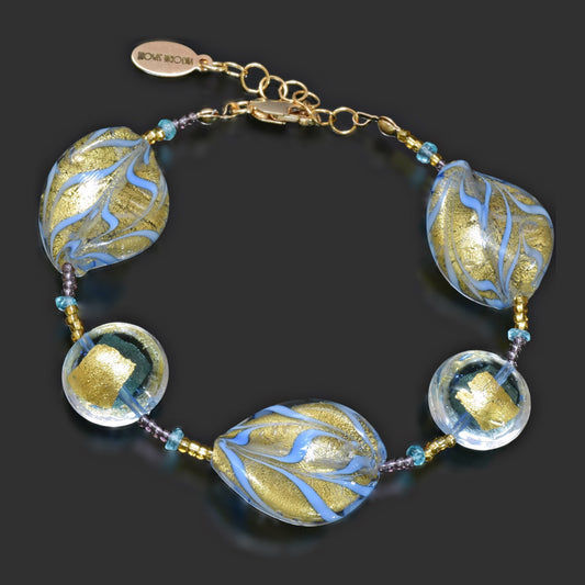 Gold-Filled Bracelet with Murano Beads, And Apatite 6" Gold-Filled