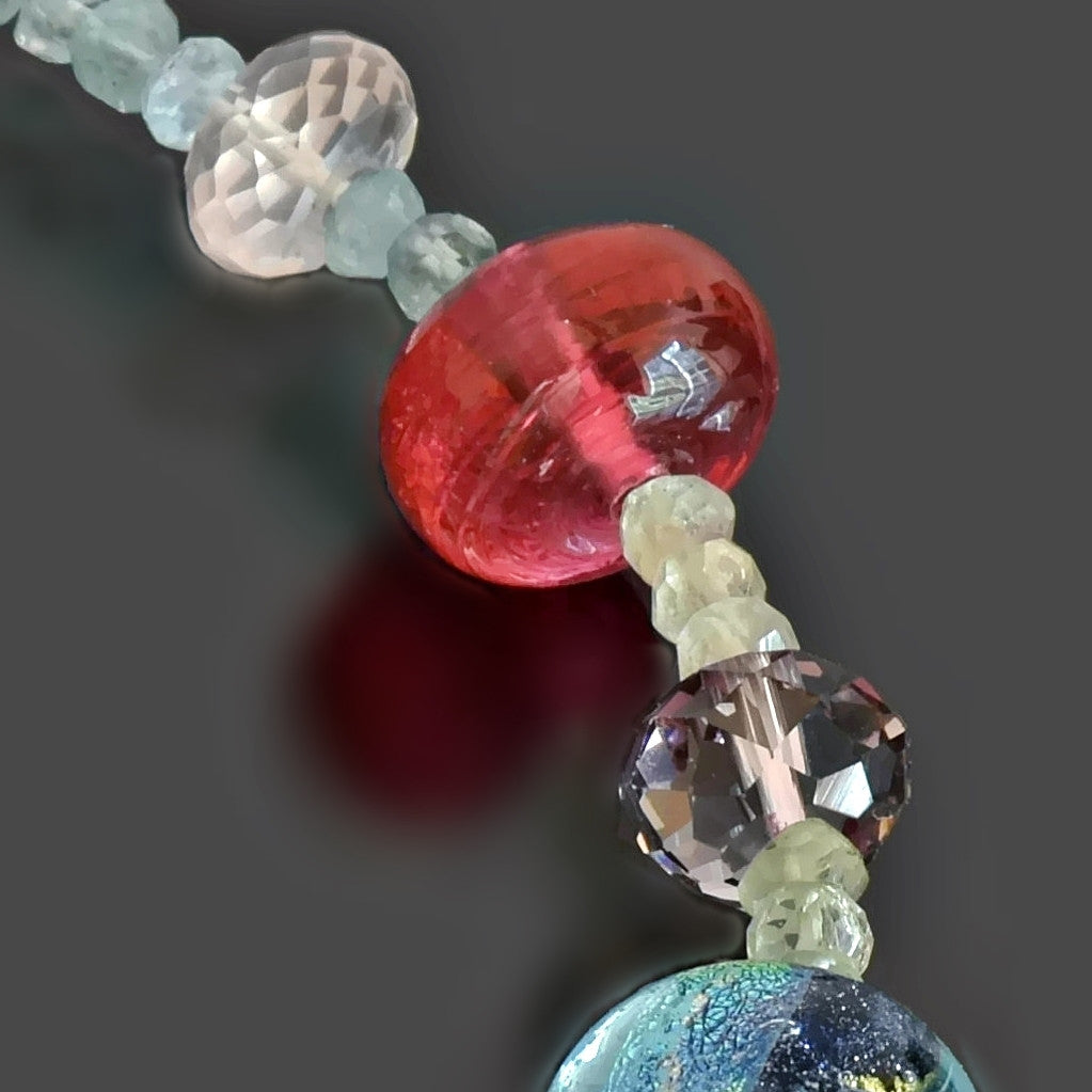Multi-Color Murano Bead Bracelet With Graduating Color Sapphire Beads  